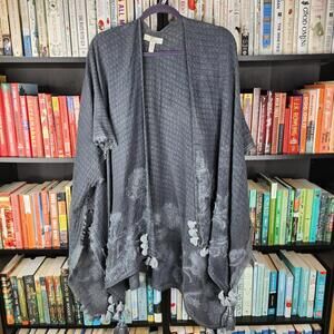 Gray Women's Cape with Tassel Details